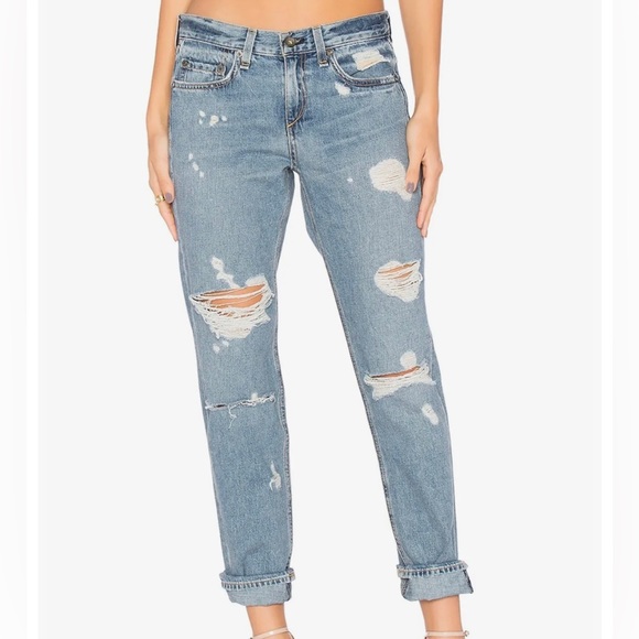 Rag & Bone New York Boyfriend Distressed Beckers Blue Denim Jeans Slouchy Y2K 23 - Picture 3 of 16